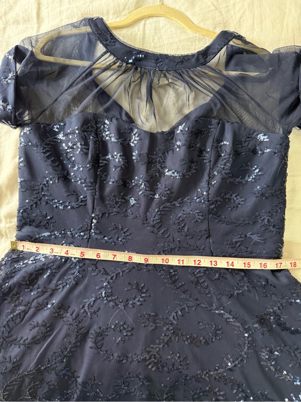 Maggy London Navy Floral Embroidered Mesh Midi Dress - Picture 9 of 9